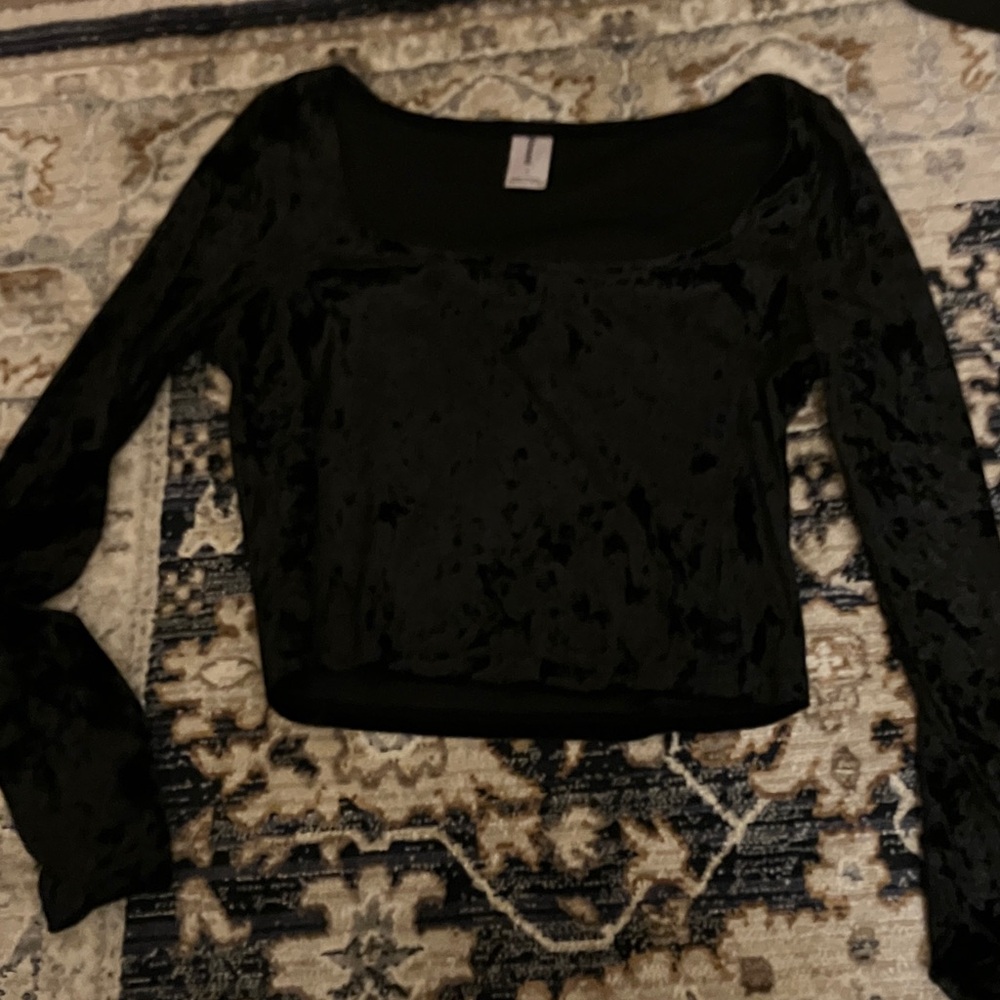 Abound Black Velvet Women's Blouse